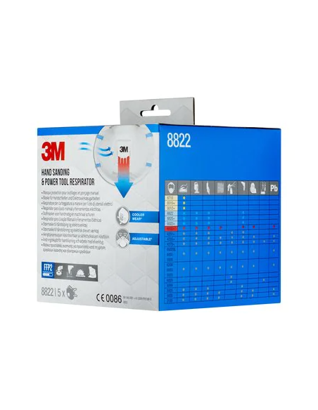 CAJA 5 MASCARILLAS RESPIRADORAS 8822-5 FFP2 CON VÁLVULA 3M 7100328975