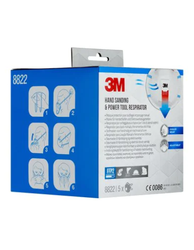 CAJA 5 MASCARILLAS RESPIRADORAS 8822-5 FFP2 CON...