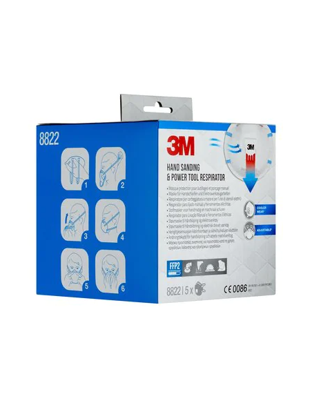 CAJA 5 MASCARILLAS RESPIRADORAS 8822-5 FFP2 CON VÁLVULA 3M 7100328975