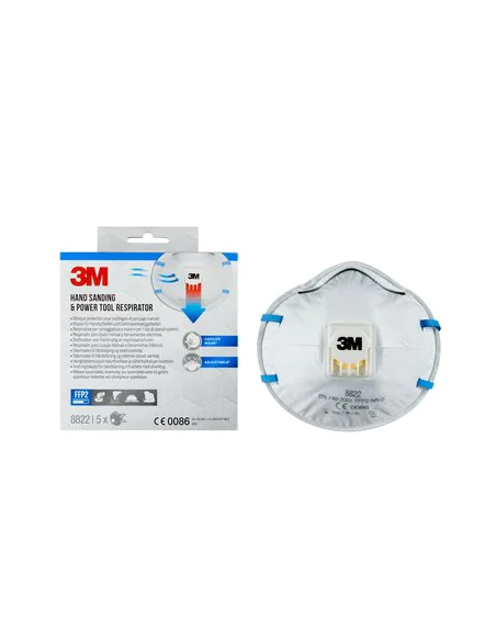 CAJA 5 MASCARILLAS RESPIRADORAS 8822-5 FFP2 CON VÁLVULA 3M 7100328975