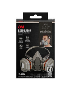 KIT MASCARILLA RESPIRADORA CON FILTROS REEMPLAZABLES 6002KIT-1 A2P2 3M 71030129
