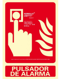 CARTEL SEÑAL "PULSADOR DE ALARMA" 210X300 PVC ROJO ARCHIVO 2000 6171-04H RJ