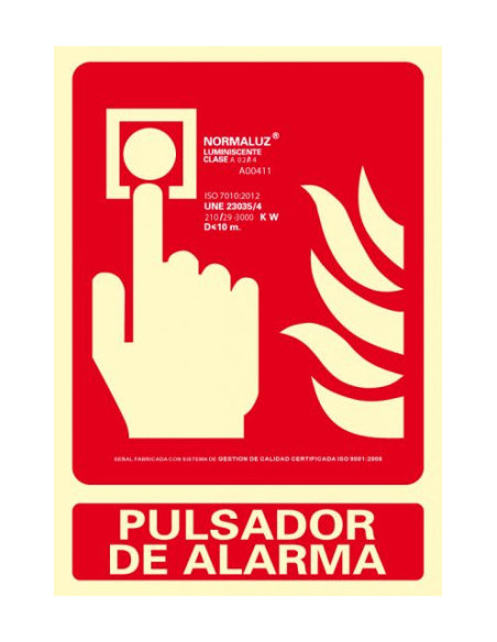 CARTEL SEÑAL "PULSADOR DE ALARMA" 210X300 PVC ROJO ARCHIVO 2000 6171-04H RJ CARTEL SEÑAL "PULSADOR DE ALARMA" 210X300 PVC ROJO ARCHIVO 2000 6171-04H RJ