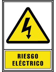 CARTEL SEÑAL HOMOLOGADA AVISO RIESGO ELECTRICO 210x297MM PVC AMARILLO ARCHIVO2000 6172-03 AM