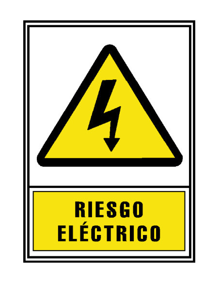 CARTEL SEÑAL HOMOLOGADA AVISO RIESGO ELECTRICO 210x297MM PVC AMARILLO ARCHIVO2000 6172-03 AM