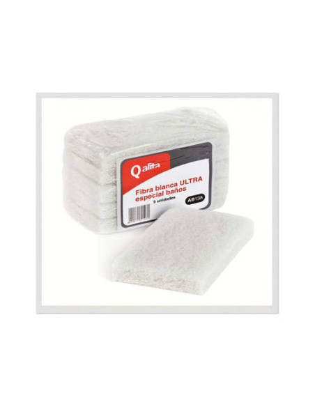 PAQUETE DE 5 ESTROPAJOS FIBRA BLANCA BAÑO ULTRA QALITA AB138