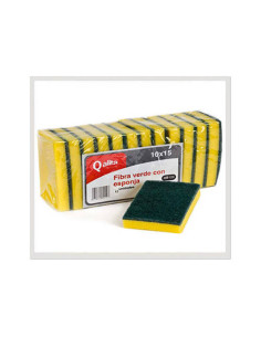 PAQUETE DE 12 ESTROPAJOS FIBRA VERDE C/ESPONJA EXTRA QALITA AB106