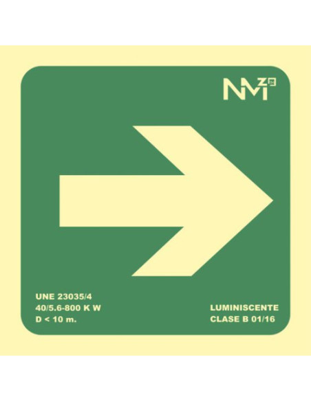 CARTEL SEÑAL "FLECHA DERECHA" 224X224 PVC VERDE ARCHIVO 2000 6170-10HD VE