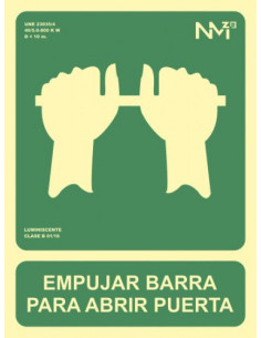CARTEL SEÑAL "EMPUJAR BARRA PARA ABRIR PUERTA" 224X300 PVC VERDE ARCHIVO 2000 6170-01H VE