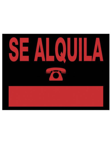 CARTEL "SE ALQUILA" 500X230 MM PVC NEGRO ARCHIVO 2000 6163 NE