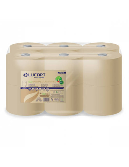 PAQUETE 12 ROLLOS HIGIENICO INDUSTRIAL ECONATURAL L-ONE MINI LUCART CE658