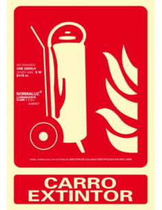 CARTEL SEÑAL "CARRO EXTINTOR" 210X300 PVC ROJO ARCHIVO 2000 6171-02H RJ