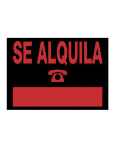 CARTEL "SE ALQUILA" 500X350 MM PVC NEGRO ARCHIVO 2000 6166 NE