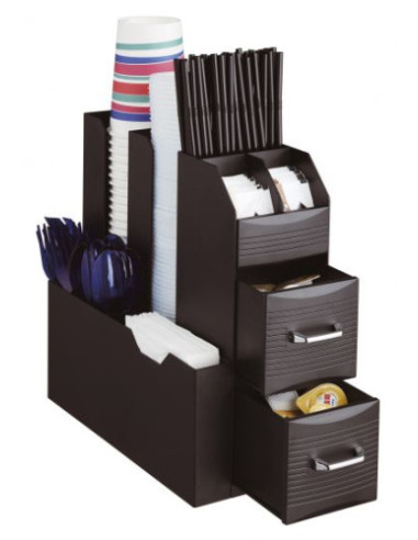 ORGANIZADOR LA HORA DEL CAFÉ 2 CAJONES PARA CÁPSULAS Y VARIOS COMPARTIMENTOS 315X140X290 MM NEGRO ARCHIVO 2000 CD901 NE