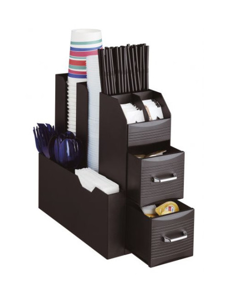 ORGANIZADOR LA HORA DEL CAFÉ 2 CAJONES PARA CÁPSULAS Y VARIOS COMPARTIMENTOS 315X140X290 MM NEGRO ARCHIVO 2000 CD901 NE