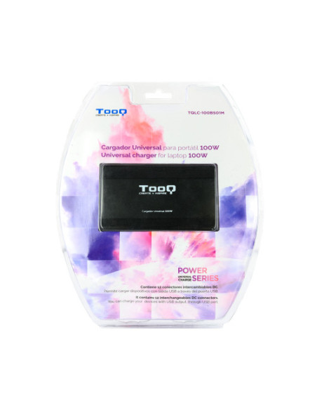 TOOQ CARGADOR UNIVERSAL MULTITENSION 100W PARA CASA COCHE Y AVION 12 CONECTORES (TQLC-100BS01M)