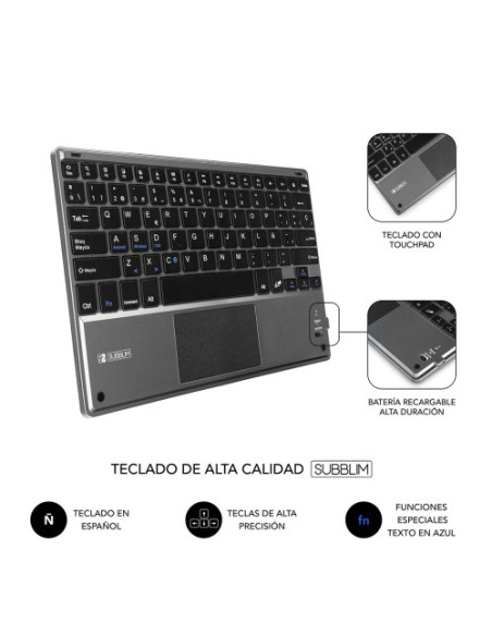 FUNDA CON TECLADO KEYTAB PRO BLUETOOTH 10,1" TOUCHPAD BLACK