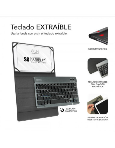 FUNDA CON TECLADO KEYTAB PRO BLUETOOTH 10,1" GREY