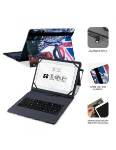FUNDA CON TECLADO MICRO USB - USB C KEYTAB USB 10 2