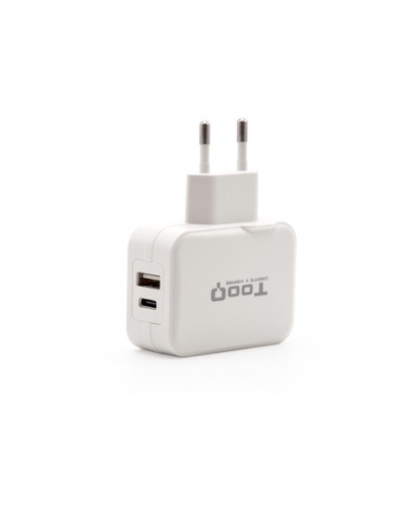 TOOQ CARGADOR DE PARED 1 x USB-C + 1 x USB-A. BLANCO (TQWC-2SC02WT)