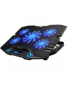 EWENT BASE DE REFRIGERACION PARA PORTATILES HASTA 17" CON 5 VENTILADORES SILENCIOSO + 2 PUERTOS USB + 5 VELOCIDADES DEL VENTILAD