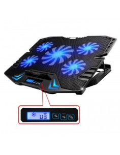 EWENT BASE DE REFRIGERACION PARA PORTATILES HASTA 17" CON 5 VENTILADORES SILENCIOSO + 2 PUERTOS USB + 5 VELOCIDADES DEL VENTILAD 2