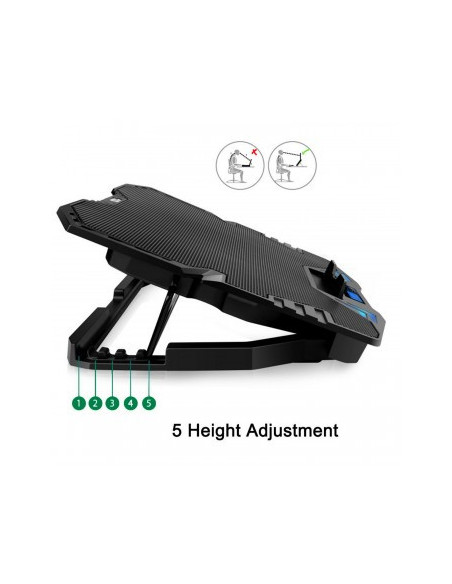 EWENT BASE DE REFRIGERACION PARA PORTATILES HASTA 17" CON 5 VENTILADORES SILENCIOSO + 2 PUERTOS USB + 5 VELOCIDADES DEL VENTILAD