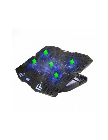 EWENT BASE DE REFRIGERACION PARA PORTATILES HASTA 17" CON 5 VENTILADORES SILENCIOSO + 2 PUERTOS USB + 5 VELOCIDADES DEL VENTILAD