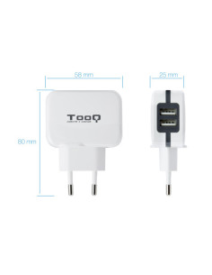 TOOQ CARGADOR TABLET/ SMARTPHONE TQWC-1S02WT. DE PARED. 2 x USB 5V 3.4 A TOTAL. AI TECH. BLANCO 2