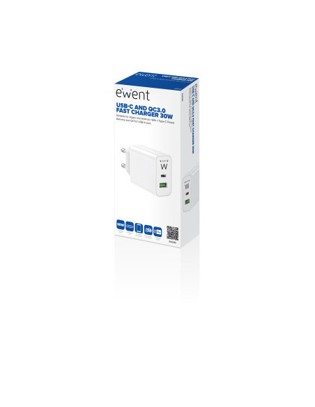 EWENT CARGADOR RÁPIDO USB-C / QC 3.0 / 30W