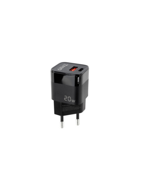 TOOQ CARGADOR PARED USB-C/PD + USB-A/QC 20W NEGRO (TQWC-QCPD20)