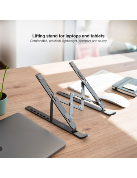 TOOQ SOPORTE ELEVADOR ALUMINIO PLEGABLE PORTÁTILES GRIS