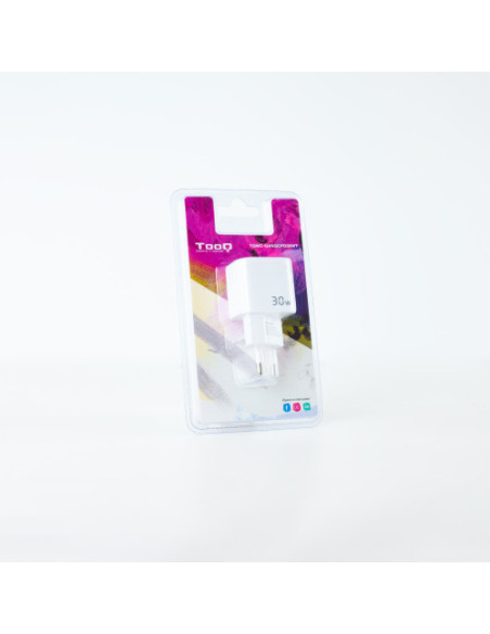 TOOQ CARGADOR DE PARED GaN USB-C/PD + USB-A/QC 30W BLANCO