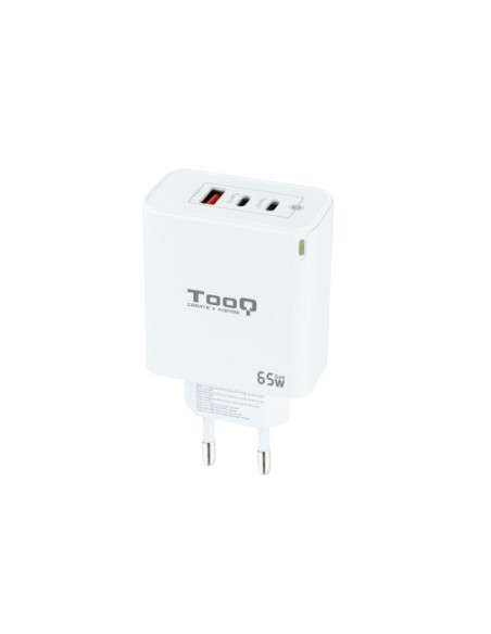 TOOQ CARGADOR DE PARED GaN 2USB-C/PD + USB-A/QC 65W BLANCO