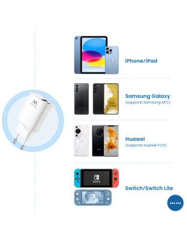 EWENT CARGADOR RAPIDO Q3 DE 20W USB-C Y USB-A