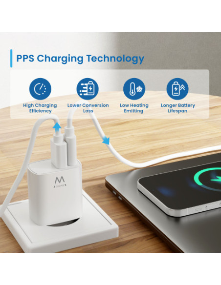 EWENT CARGADOR RAPIDO Q3 DE 20W USB-C Y USB-A