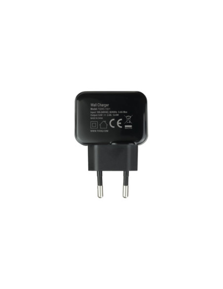 TOOQ CARGADOR DE USB 5V 2.4 A NEGRO