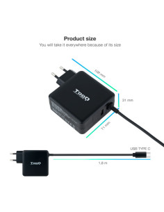 TOOQ CARGADOR PORTÁTIL USB-C PD3.0 65W 2