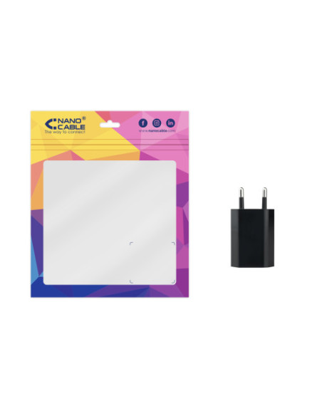 NANOCABLE MINI CARGADOR USB, 5V/1A, NEGRO - 10.10.2002