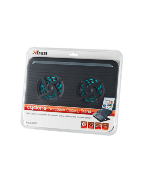 TRUST BASE REFRIGERACION PORTATIL CYCLONE. HASTA 16". 2 X VENTILADORES. USB. NEGRO (17866)