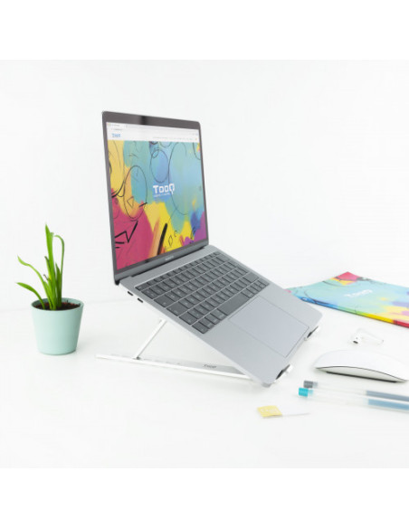 TOOQ SOPORTE ELEVADOR ALUMINIO PLEGABLE TQLRS0033-AL PARA PORTATIL