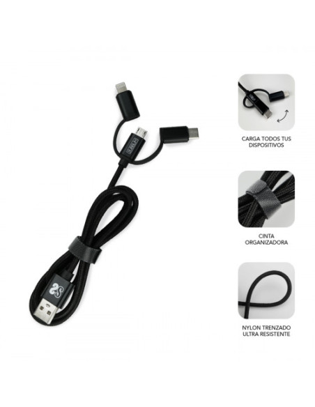 DUAL CAR CHARGER (2.4A) + CABLE 3IN1 BLACK