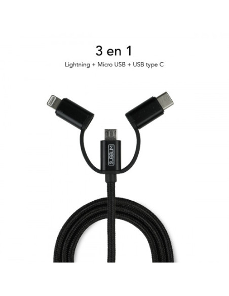DUAL CAR CHARGER (2.4A) + CABLE 3IN1 BLACK