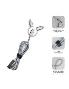 DUAL CAR CHARGER (2.4A) + CABLE 3IN1 WHITE 2