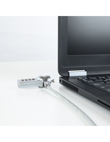 TOOQ CABLE DE SEGURIDAD CON COMBINACION PARA PORTATILES 1.5 M BLANCO (TQCLKC0015)
