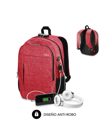 MOCHILA PARA PORTATIL URBAN LOCK BACKPACK 16" RED