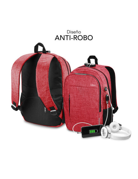MOCHILA PARA PORTATIL URBAN LOCK BACKPACK 16" RED