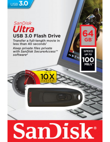 SANDISK USB CRUZER ULTRA 3.0 64GB FLASH DRIVE...