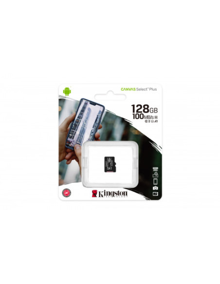 KINGSTON 128GB CANVAS SELECT PLUS MICROSD SIN ADAPTADOR