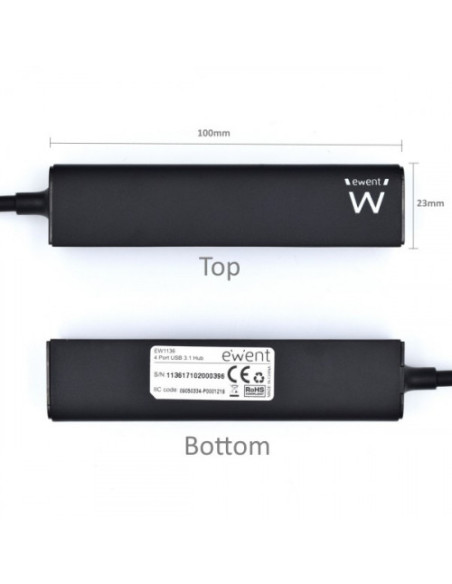 EWENT HUB 4 x USB 3.1. NEGRO